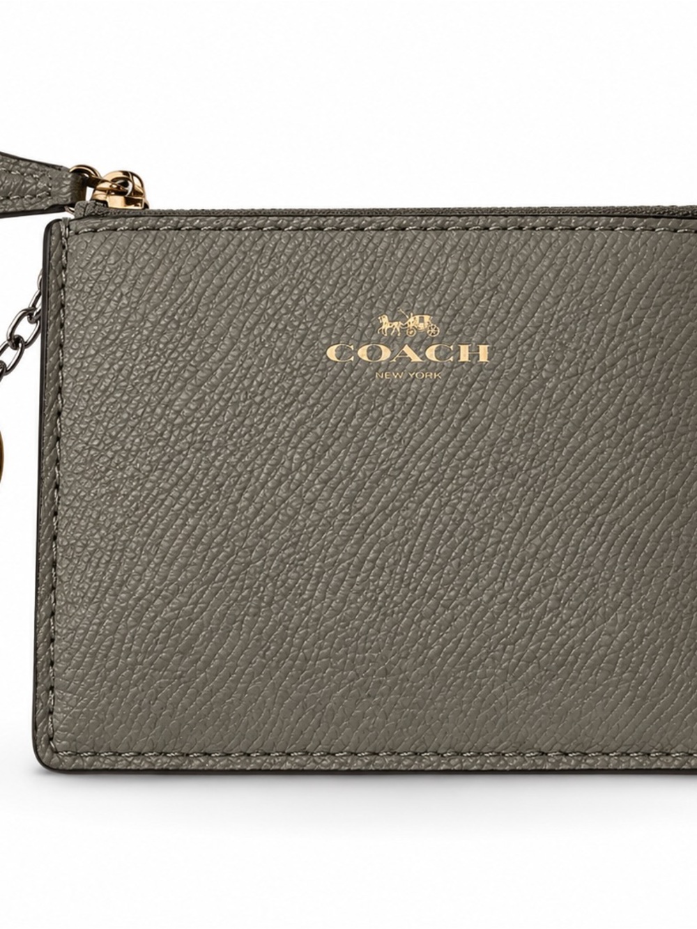 Blue Coach  Leather Wristlet with Silver Logo Key Chain Card Wallet Holder